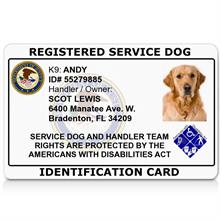 HOLOGRAPHIC PVC SERVICE DOG ID CARD ASSISTANCE ANIMAL ID BADGE TAG FOR VEST ADA